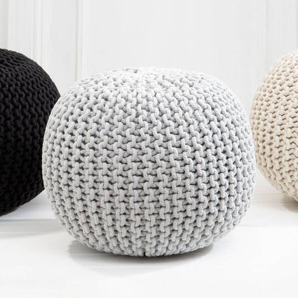 Kelvra Fabric Kids Knit Pouffe in Grey