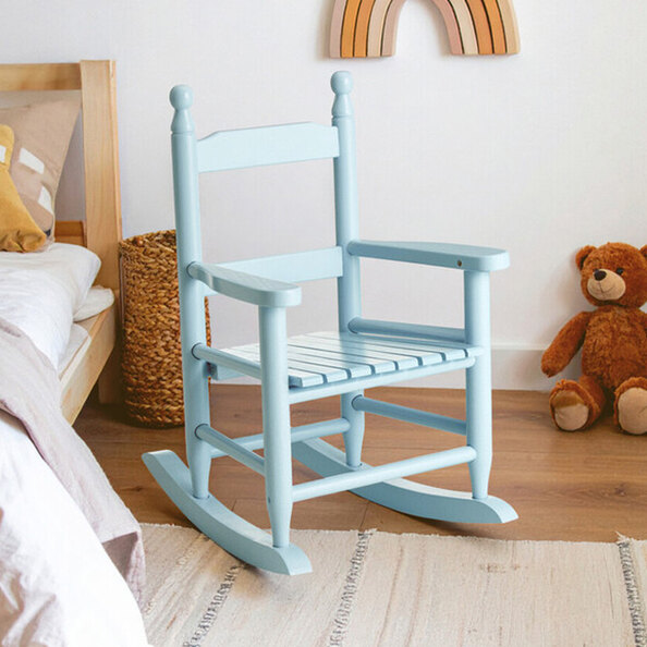 Kelvra Wooden Kids Rocking Chair in Blue
