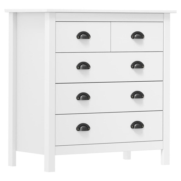 Kendal Wooden Chest Of 5 Drawers In White