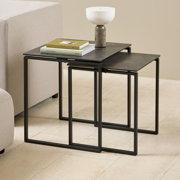 Kennesaw Ceramic Nest Of 2 Tables In Black Fairbanks