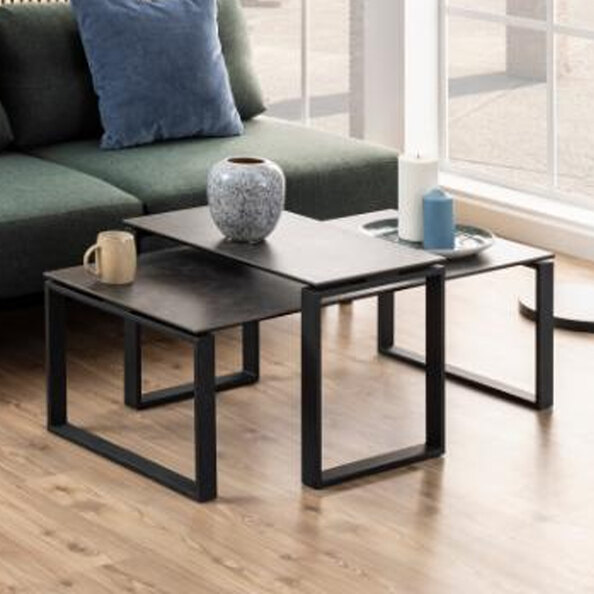 Kennesaw Ceramic Nesting Coffee Tables In Black Fairbanks