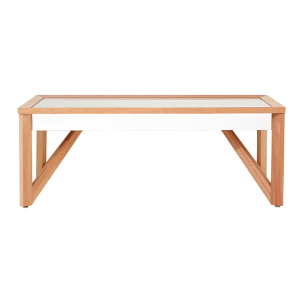 Kensick Rectangular Mirrored Glass Coffee Table In Natural