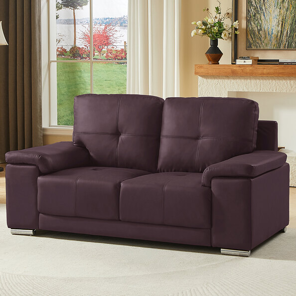Kensington Faux Leather 2 Seater Sofa In Dark Brown