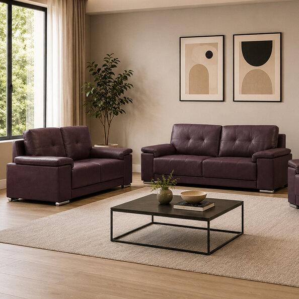 Kensington Faux Leather 3+2 Seater Sofa Set in Dark Brown