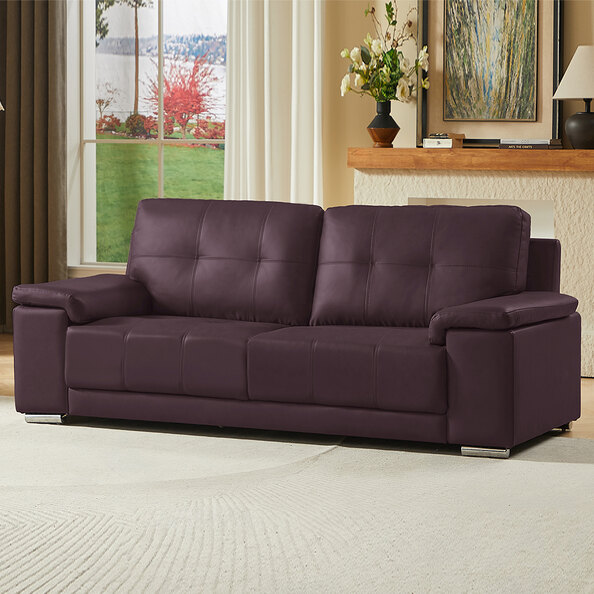 Kensington Faux Leather 3 Seater Sofa In Dark Brown