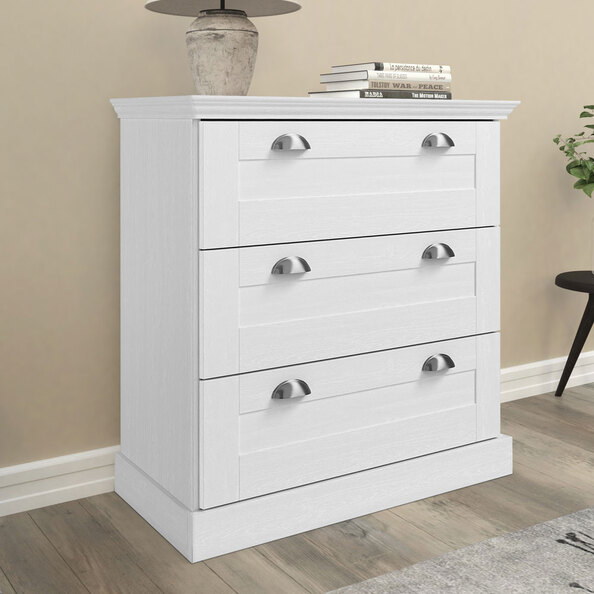 Kervan Wooden Chest Of 3 Drawers in White