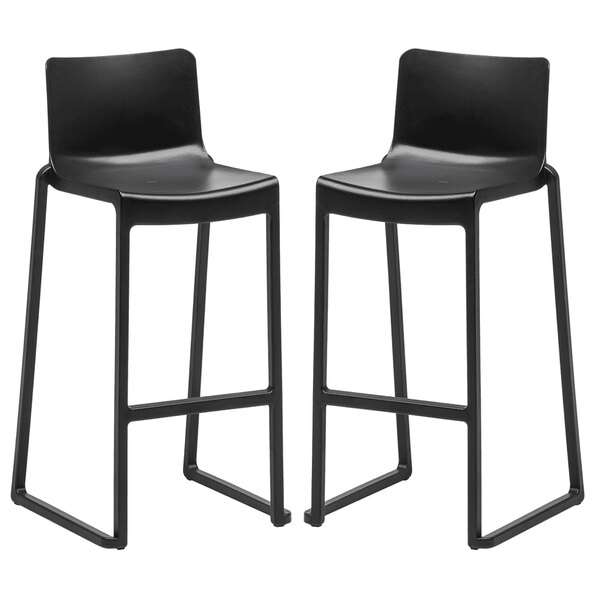 Ketchum Black Polypropylene Stacking Bar Stools In Pair