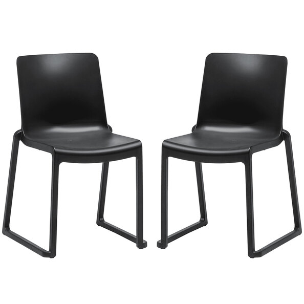 Ketchum Black Polypropylene Stacking Side Chairs In Pair
