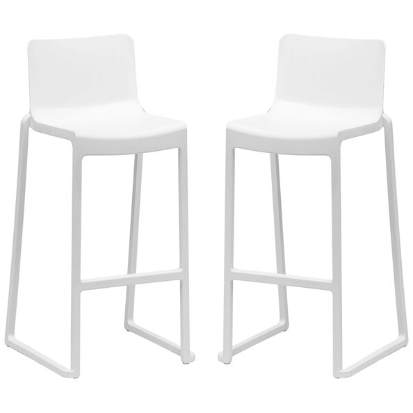 Ketchum White Polypropylene Stacking Bar Stools In Pair