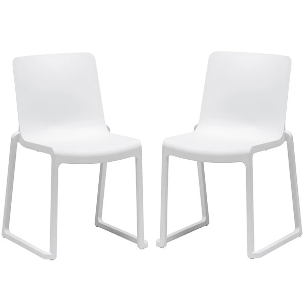 Ketchum White Polypropylene Stacking Side Chairs In Pair