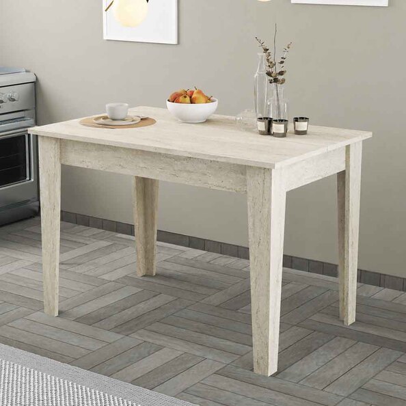 Kiev Wooden Dining Table in Travertine Marble Effect