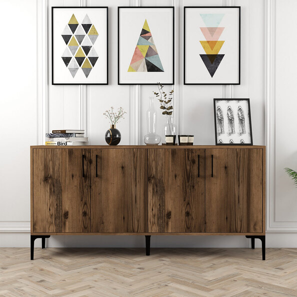 Kiev Wooden Sideboard with 4 Doors in Walnut
