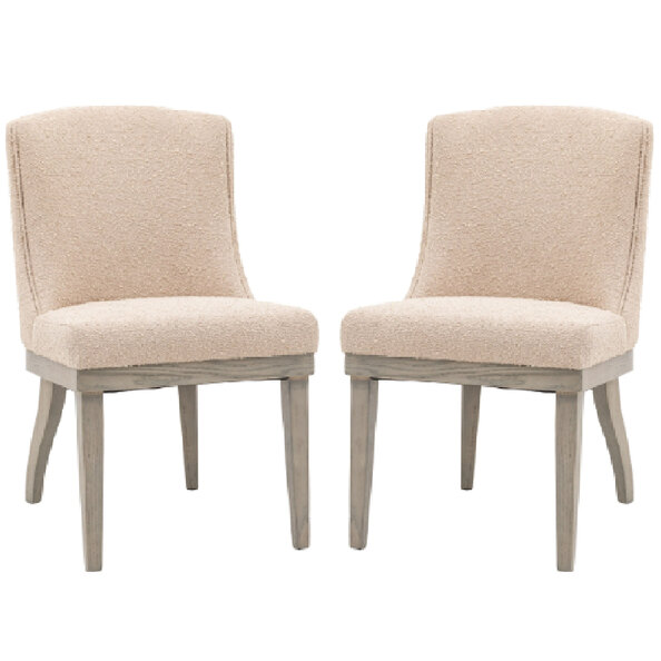 Kigali Natural Fabric Dining Chairs With Wooden Legs In Pair