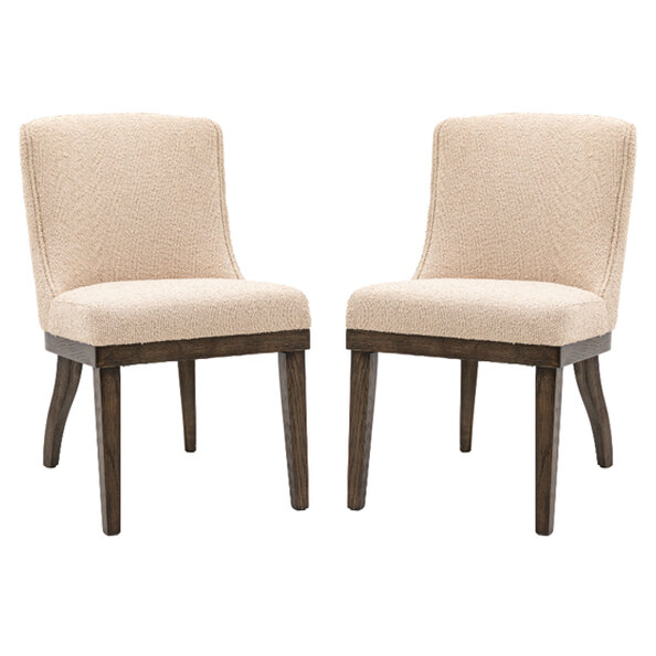 Kigali Taupe Fabric Dining Chairs With Oak Legs In Pair