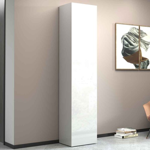 Killington High Gloss Shoe Storage Cabinet With 1 Door In White