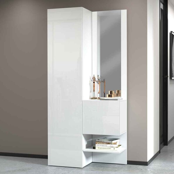 Killington High Gloss Storage Cabinet With Mirror In White
