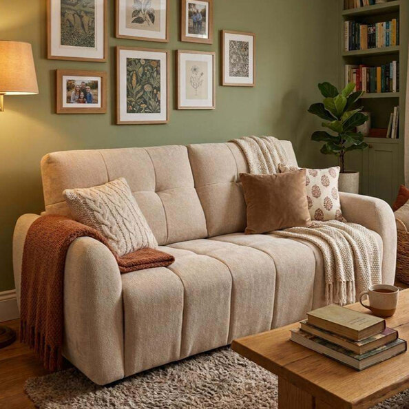 Kingsley Fabric 2.5 Seater Sofa Bed in Beige