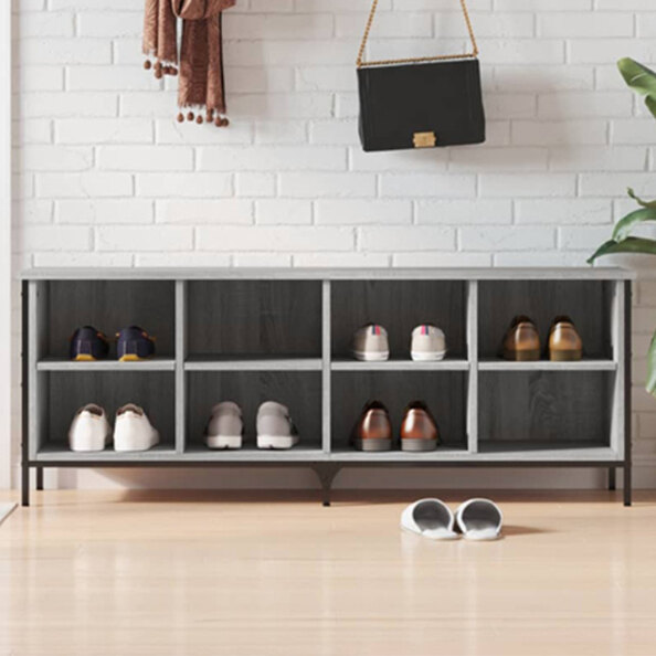 Kinsley Shoe Storage Cabinet With 8 Compartments In Grey Oak