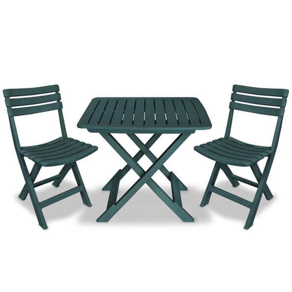 Kinston Plastic 3 Piece Folding Bistro Set In Green
