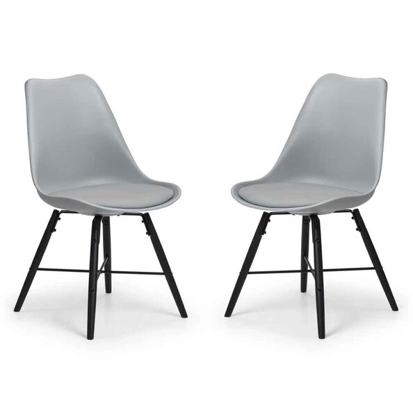 Kintar Grey Plastic Chairs with Black Legs in Pair
