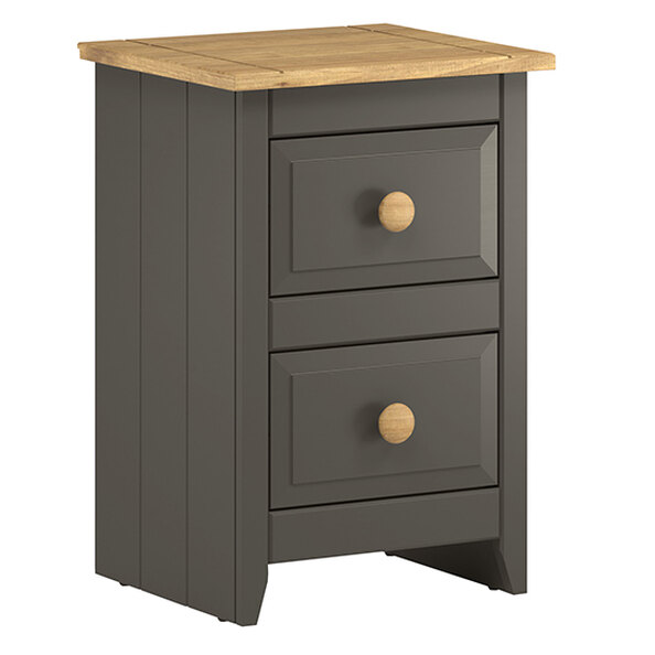 Kang 2 Drawers Petite Bedside Cabinet In Carbon And Pine