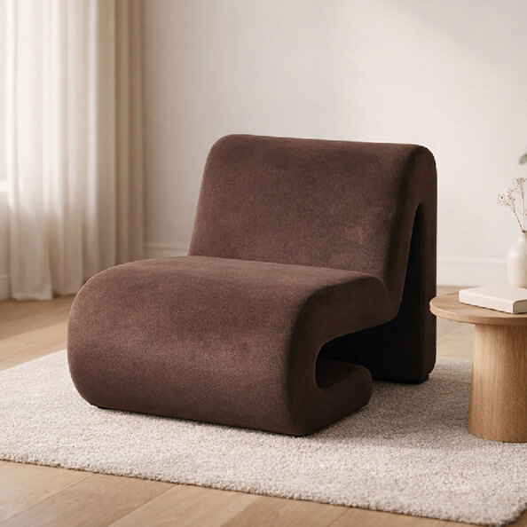 Kireva Fabric Armchair in Brown