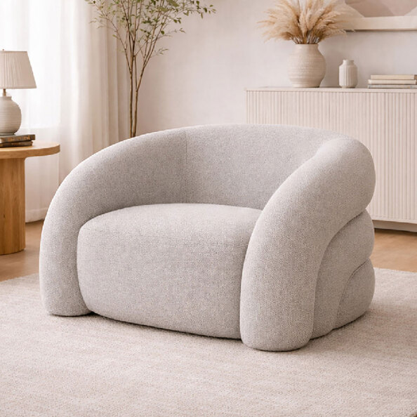 Kireva Polyester Armchair in Beige