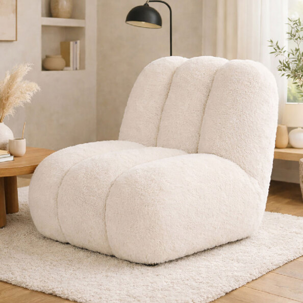 Kireva Polyester Armchair in Cream