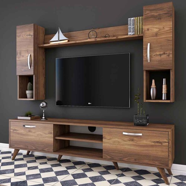 Kiyomi Wooden Entertainment Unit in Walnut