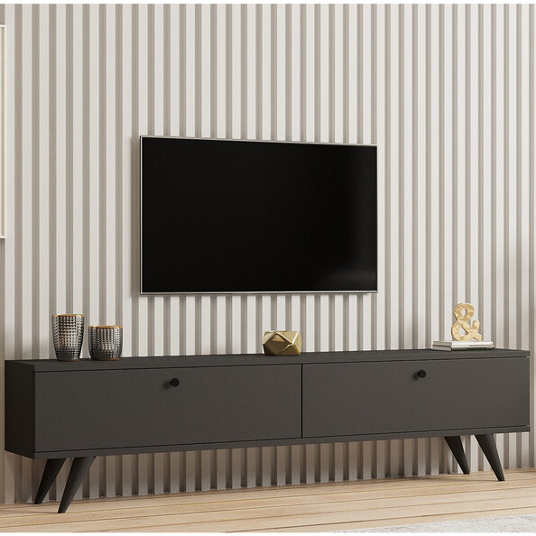 Kiyomi Wooden TV Stand with Plastic Legs in Anthracite