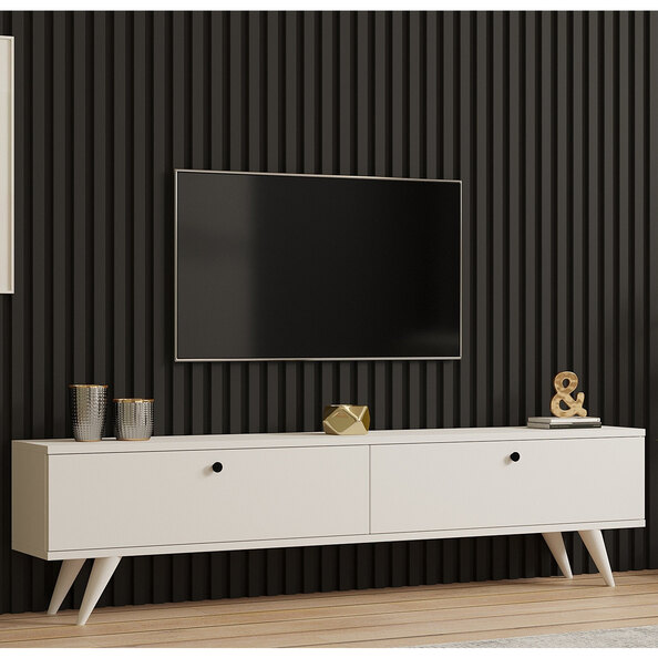 Kiyomi Wooden TV Stand with Plastic Legs in White
