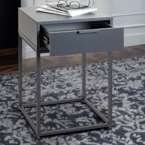 Kodiak Large Wooden Bedside Cabinet With 1 Drawer In Anthracite