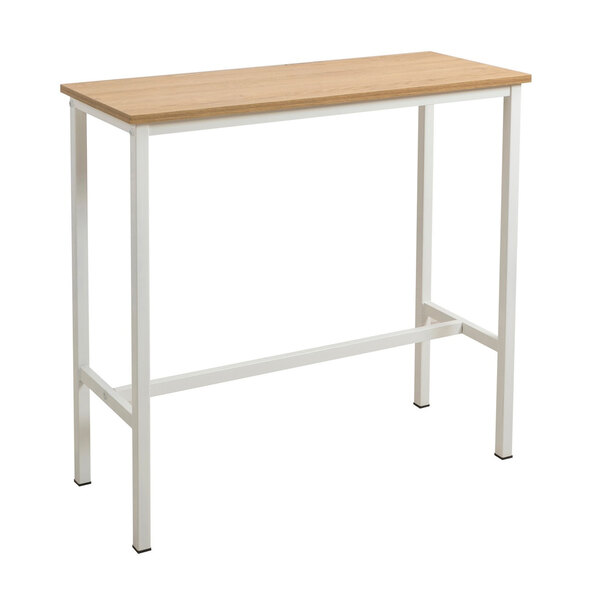 Kohana Rectangular Wooden Bar Table in White and Oak