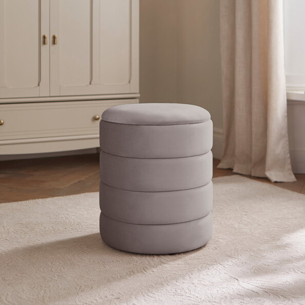 Kosea Velvet Storage Stool in Grey