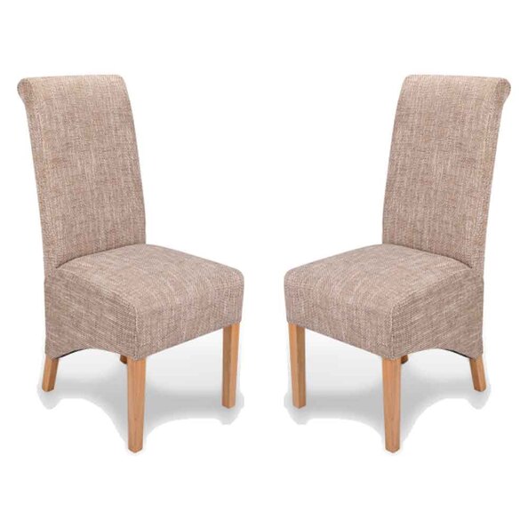 Kyoto Fabric Dining Chairs In Pair - Tweed Oatmeal