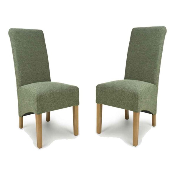 Kyoto Fabric Dining Chairs In Pair - Weave Green