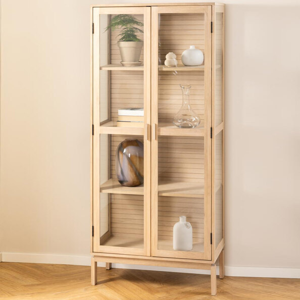 Labasa Wooden Display Cabinet With 2 Doors In White Oak