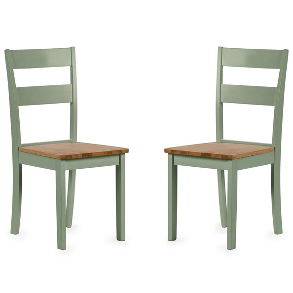 Lamar Green And Light Brown Wooden Dining Chairs - Pair
