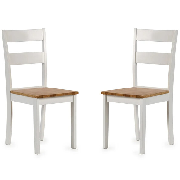 Lamar White And Light Brown Wooden Dining Chairs - Pair