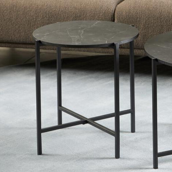 Lansing Wooden Round Side Table In Matt Black Izmir