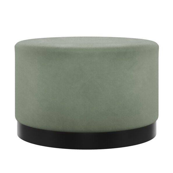 Lara Velvet Pouffe Large With Black Base In Green