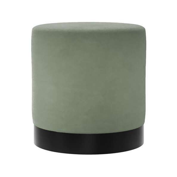 Lara Velvet Pouffe Small With Black Base In Green