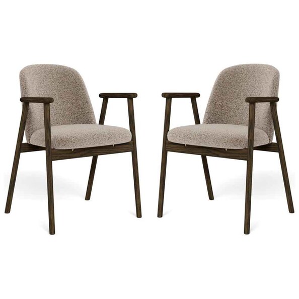 Largo Fabric Dining Chairs With Smoked Legs In Pair in Beige