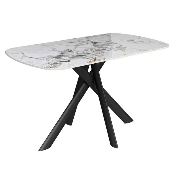 Laroz Ceramic Top Dining Table in Gloss White Marble Effect