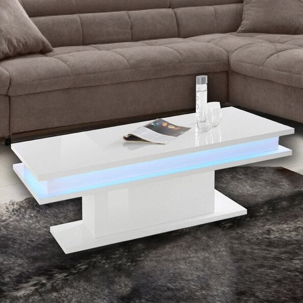 Lasalle High Gloss Coffee Table With LED In White