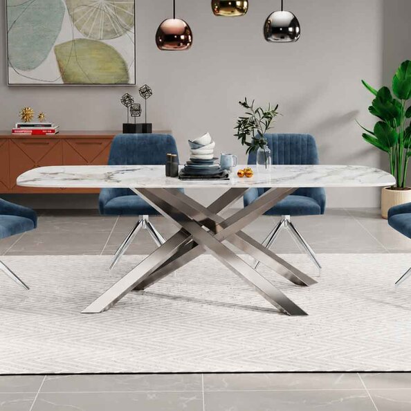 Laseo Ceramic Dining Table in White Gloss
