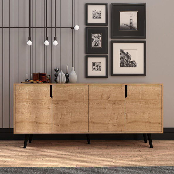 Latina Wooden Sideboard with 4 Doors in Sapphire Oak
