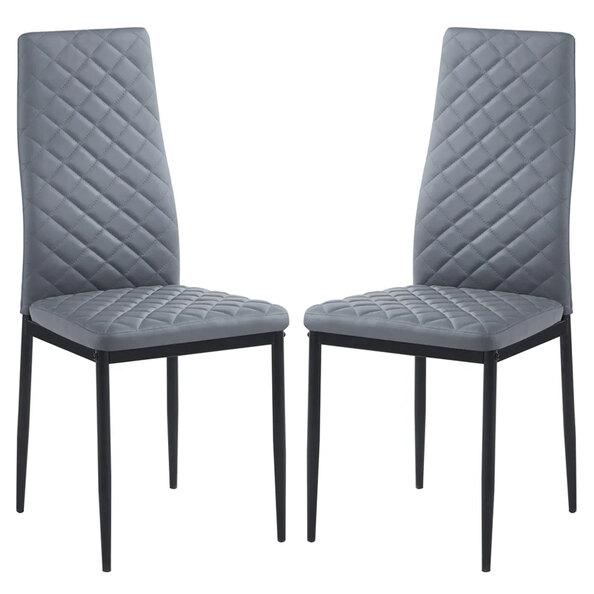 Laurel Grey Faux Leather Dining Chairs In Pair