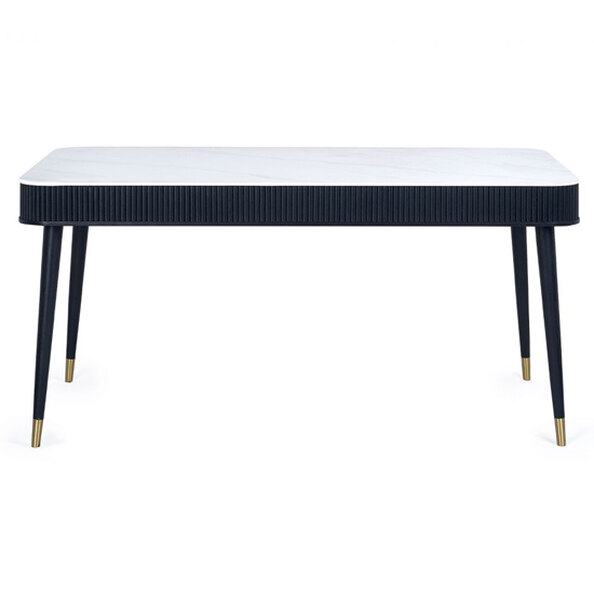 Laurel Stone Dining Table With Drawers In White Marble Effect