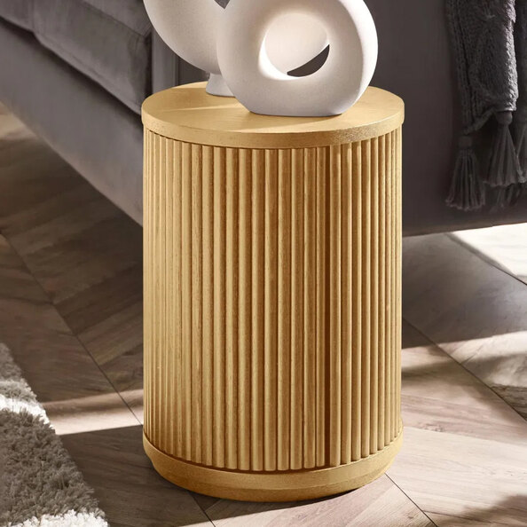 Laurel Wooden Side Table With 1 Door - Brown